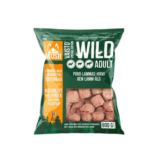 Mush B.A.R.F Vaisto® Wild – Råfôr med rein, lam og hjort - 3kg