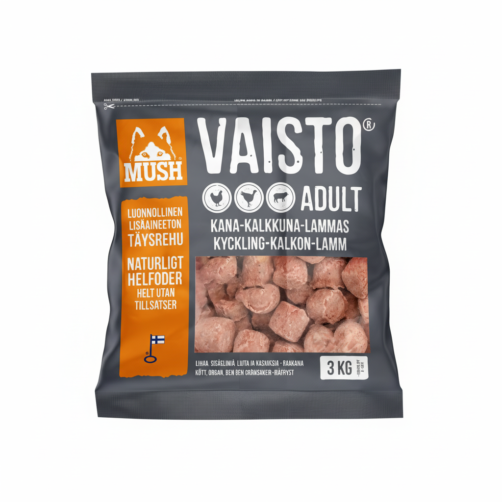 Mush B.A.R.F Vaisto Grå på hvit bakgrunn