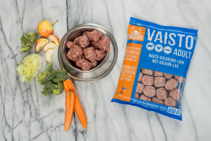 Mush B.A.R.F Vaisto® Blå – Råfôr med storfe, kalkun og laks - 3kg